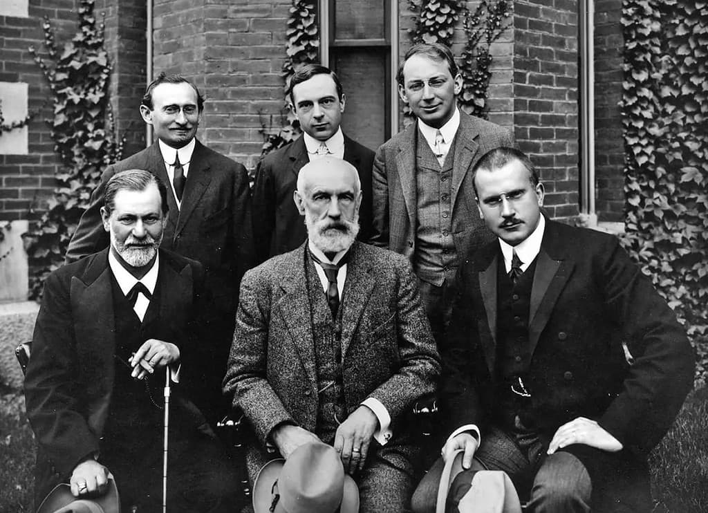 C.G. Jung's Word Association Test (WAT). At Clark U. in 1909, from left (front): Sigmund Freud, G. Stanley Hall, Carl Jung; (back): Abraham A. Brill, Ernest Jones, and Sandor Ferenczi